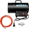 Wiltec Cannone aria calda a gas GPL, con avviamento piezoelettrico, regolatore e tubo 1,5 m, Generatore calore