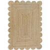 THE PIKKU INTERNATIONAL - Tappeto juta tessuto a mano rettangolare zona beige con bordo bianco smerlato design tappeto (110 x 160 cm)