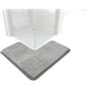 LoNinLoAn Tappetino da bagno a forma di L, tappetino da doccia angolare, 80 x 80 cm, grigio
