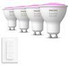 Philips Hue Pacchetto vantaggio - GU10 - con 4 Faretti LED - Luce bianca e colorata - Incl. Hue Interruttore Dimmer - Hue White and Color Ambiance