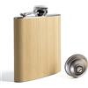 SPDYCESS Fiaschetta in Legno 6oz Fiaschetta in Acciaio Inox con Imbuto Piccole Fiasco per Liquori per Uomini Papà Regalo Campeggio Arrampicata Golf Pesca