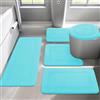 chakme Set di 5 tappeti da bagno, tappetino da bagno in memory foam, antiscivolo, lavabile, set di tappeti da bagno, per WC, doccia e vasca da bagno, colore: verde blu