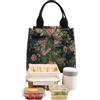 Qooplu Contenitore per il pranzo da donna, impermeabile, motivo floreale, borsa termica per il pranzo da donna, per cibo, snack, ragazze, adulti, bambini, viaggi, attività all'aperto, ufficio, lavoro
