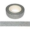 Syntego Nastro adesivo washi tape con glitter, decorativo, per fai da te e orlare (argento iridescente)