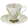 Hervit Set Due Tazzine Caffè in Fine Porcellana con Piattino Linea Tulip - Box 2 Tazze Espresso Forma Moderna con Tulipani - 3 Differenti Colori e Scatola Regalo Ø9x7cm (Verde)