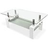 Homey Tavolino da salotto o sala da pranzo, in vetro, modello Tango, legno, bianco, 110 cm (larghezza) x 55 cm (profondità) x 45 cm (altezza)