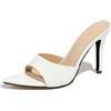 Gicoiz Moda Tacco Alto Mules Donna Sposa Pantofole Polka Dot Estate Pantofole Festa Tacco a Spillo Pointed Carina Bowknot Sandals Punta Aperta Bianco Numero 35 EU