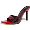 Gicoiz Moda Tacco Alto Mules Donna Sposa Pantofole Polka Dot Estate Pantofole Festa Tacco a Spillo Pointed Carina Bowknot Sandals Punta Aperta Rosso Numero 38 EU-39Cn