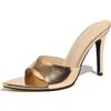 Gicoiz Moda Tacco Alto Mules Donna Sposa Pantofole Polka Dot Estate Pantofole Festa Tacco a Spillo Pointed Carina Bowknot Sandals Punta Aperta Rosa-Oro Numero 35 EU