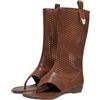 ENEN Stivaletti Infradito Donna Open Toe, Stivaletti Estivi Donna Open Toe con Tacco Basso Stivali Estivi Traforati in Pelle Sandali Gladiatore per Feste Estate