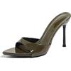 Gicoiz Moda Tacco Alto Mules Donna Sposa Pantofole Polka Dot Estate Pantofole Festa Tacco a Spillo Pointed Carina Bowknot Sandals Punta Aperta Army-Verde Numero 35 EU