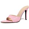 Gicoiz Moda Tacco Alto Mules Donna Sposa Pantofole Polka Dot Estate Pantofole Festa Tacco a Spillo Pointed Carina Bowknot Sandals Punta Aperta Rosa Numero 37 EU-38Cn