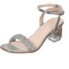 BWGHBH Scarpe con Tacco Estive per Donne, Sandali Eleganti con Strass Argento, Tacco Squadrato in Cristallo da 6 cm