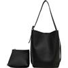 Fiorky Borsa tote alla moda for donna Borsa a secchiello casual di capacità Tracolla regolabile Borsa semplice in tinta unita con pochette abbinata