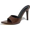 Gicoiz Moda Tacco Alto Mules Donna Sposa Pantofole Polka Dot Estate Pantofole Festa Tacco a Spillo Pointed Carina Bowknot Sandals Punta Aperta Marrone-Rosso Numero 36 EU