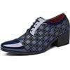 Generisch Uomo Allacciare Scarpe da Vestito da Sposa Tacco Alto Scarpe da Festa da Ballo Punta Rinforzata Pelle Verniciata Formali Oxfords,Blu,42 EU
