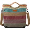 PORRASSO Borsa a Tracolla in Tela da Donna Borsa a Mano Multicolore Strisce Borse a Spalla Tote Borsetta Crossbody Bag per Lavoro Viaggio Uso Quotidiano Multicolore