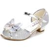 Eleasica Bambine e Ragazze Scarpe col Tacco Antiscivolo Scarpe da Principessa Carnevale Sandali Costumi Natale Regalo Matrimonio Compleanno Aperte sulla Punta