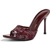Gicoiz Moda Tacco Alto Mules Donna Sposa Pantofole Polka Dot Estate Pantofole Festa Tacco a Spillo Pointed Carina Bowknot Sandals Punta Aperta Vino Rosso Numero 36.5 EU-37Cn