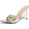 Gicoiz Moda Tacco Alto Mules Donna Sposa Pantofole Polka Dot Estate Pantofole Festa Tacco a Spillo Pointed Carina Bowknot Sandals Punta Aperta Argento Numero 35 EU