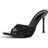 Gicoiz Moda Tacco Alto Mules Donna Sposa Pantofole Polka Dot Estate Pantofole Festa Tacco a Spillo Pointed Carina Bowknot Sandals Punta Aperta Nero Numero 38 EU-39Cn