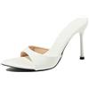 Gicoiz Moda Tacco Alto Mules Donna Sposa Pantofole Polka Dot Estate Pantofole Festa Tacco a Spillo Pointed Carina Bowknot Sandals Punta Aperta Bianco Numero 38 EU-39Cn