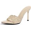 Gicoiz Moda Tacco Alto Mules Donna Sposa Pantofole Polka Dot Estate Pantofole Festa Tacco a Spillo Pointed Carina Bowknot Sandals Punta Aperta Apricot Numero 36.5 EU-37Cn