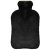 opamoo Borse Acqua Calda, 2L Borsa dell'acqua Calda con Peluche Morbida Copertura, Borsa Acqua Calda in Gomma Naturale per Mano e Piedi caldi e Sollievo dal Dolore - Nero