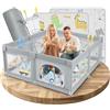 FAMPLY Box per bambini con materasso, 120 x 120 cm, con rete traspirante a 360° e fondo antiscivolo, box per appartamento, box per bambini con 60 palline oceaniche, 4 anelli di trazione