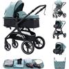 ALYIKOU trio passeggino neonati, passeggino trio, passeggino 3 in 1, pneumatici in gomma, con accessori, Gondola, Adaptateurs, 25 kg (3 in 1 X1 Verde)