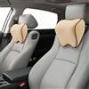 Alaoo 2pcs Cuscino Poggiatesta Auto, Beige con Finiture Nero | Poggiatesta da Viaggio Ortopedico, Supporto per Seggiolino, Rimovibile Traspirante, Supporto Collo, Testa e Spalle