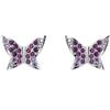 Swarovski Idyllia Orecchini A Bottone, Taglio Rotondo, Farfalla, Viola, Placcato Rodio