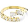 Swarovski Mesmera Anello Aperto, Tagli Misti, Bianco, Finitura Oro 18 Carati