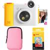 KODAK Smile+ 2-in-1 Fotocamera & Stampante Foto Bluetooth - Pacchetto Iniziale + Custodia Morbida + Carta Zink 20pz - 10MP - Bianca