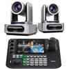 Tenveo Bundle/Kit Telecamera PTZ e Controller 2 Telecamere NDI PTZ 1080P con Auto-Tracking AI 30X Zoom, SDI/HDMI/USB3.0/LAN(PoE) e Controller Schermo Quadruplo da 7" per Live Streaming