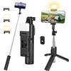 Adiwo Bastone Selfie Treppiede 1 Luce di Riempimento, 70 CM Selfie Stick Estensibile con Telecomando Staccabile,Compatibile con telefoni Apple e Android
