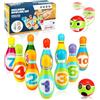 TOSUTO Bowling Set Bambini, Bowling Bambini con 10 Birilli e 2 Palle,Giochi Montessori,Giochi da Giardino per Bambini,Giochi Ragazzi e Ragazze 3 4 5 Anni