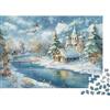 NZQKJXPHRL Paesaggio Invernale Puzzle 1000 Pezzi Gioco di Puzzle 1000 Pezzi Carta per Adulti Casetta sulla Neve Famiglia 38x26cm/1000pcs