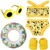 KUWUNG Set da nuoto per bambole, abbigliamento estivo per bambole, accessori per bambole, abbigliamento per bambole, set da nuoto per bambole con costume da bagno, anello da nuoto, occhiali da sole, zoccoli