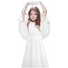 SULOLI Costume da Angelo,Vestito d'angelo Bianco con Ali ed Aureola