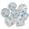 QMAY DND Dice Polyhedral Dice Set - 7 pezzi per Dungeon and Dragons MTG RPG D&D D20, D12, D10, D%, D8, D6, D4 (bianco traslucido + glitter)