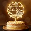 Seutgjie Decorazione per torta per bambini, in legno, con luce a LED