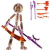 Generico Set di action figure da collezione con 7 armi, action figure trasparente snodabile da 12 cm, figura in stile stop motion per collezionisti, action figure snodabili (Bianco)
