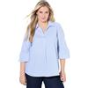 Ulla Popken Camicetta da Donna, a Righe, Linea A, Colletto Camicia, Maniche a 3/4, a Righe, con Maniche a 3/4, Blu, 62-64