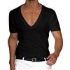 DGZTWLL T-shirt da uomo con scollo a V profondo, maglietta casual in tinta unita slim fit, top elasticizzato stilistico, bianco, M