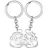 RAIDIN Regali di San Valentino per lui lei carino coniglio cane gatto delfino uccello 2pcs coppia portachiavi per fidanzato fidanzata (Scimmia argento-196)