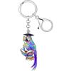 DALANE Acrilico Divertente Libro Amanti Parrot Laureato Portachiavi Auto Portachiavi Borsa Accessori Uccelli Regali per Le Donne Amanti Degli Uccelli, Colorato, M