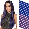 Silk-co Extension Capelli Sfumature con Clip, 16 Ciocche Singole Lisci Lunghi 55cm Viola Scuro+Blu per Feste Halloween Cosplay