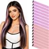 Silk-co Extension Capelli Sfumature con Clip, 16 Ciocche Singole Lisci Lunghi 55cm Rosa+Malva per Feste Halloween Cosplay