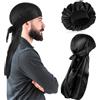Dimeho Cuffia da uomo, 2 pezzi, in seta, morbida, elastica, a singolo strato, in raso, reversibile, per donne, trecce per capelli ricci (nero)